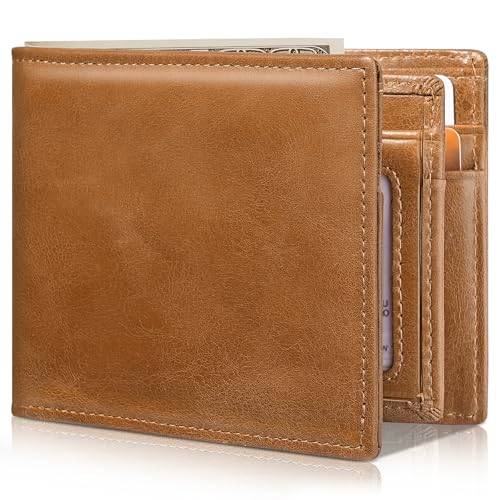Image of Artpaxy Mens Wallet Bifold Genuine Leather RFID Blocking Wallet for Men with 1 ID Windows 13 Card Holders 2 cash pockets 1 Gift Box