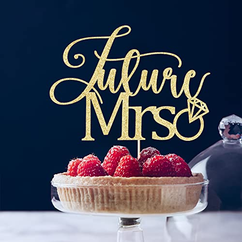 Arokippry Love Themed Cake Topper For Proposal, Wedding, Bridal Shower Or Anniversary Cake Future Mrs (Gold) #TOP5