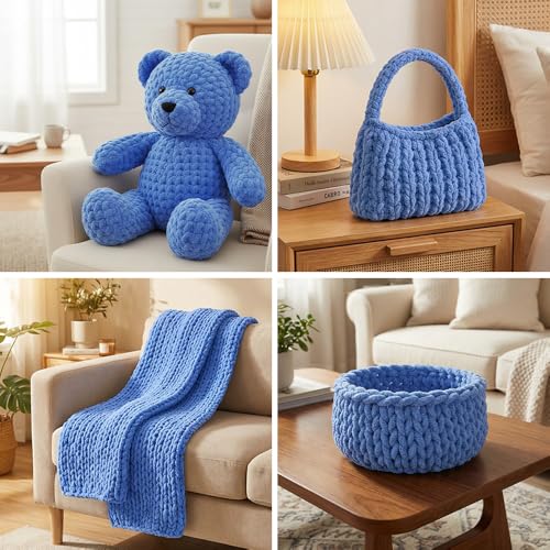 Xtrillogen Chenille Wolle Himmelblau 4x100g – Bild 6