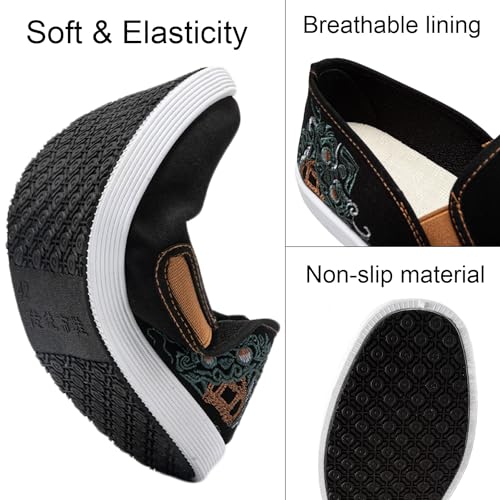 Kung Fu Slippers Tai Chi Shoes Embroidered Shoes Old Beijing Shoes Unisex Rubber Sole Martial Art Sports Shoes Chinese Traditional Slippers Men and Women2