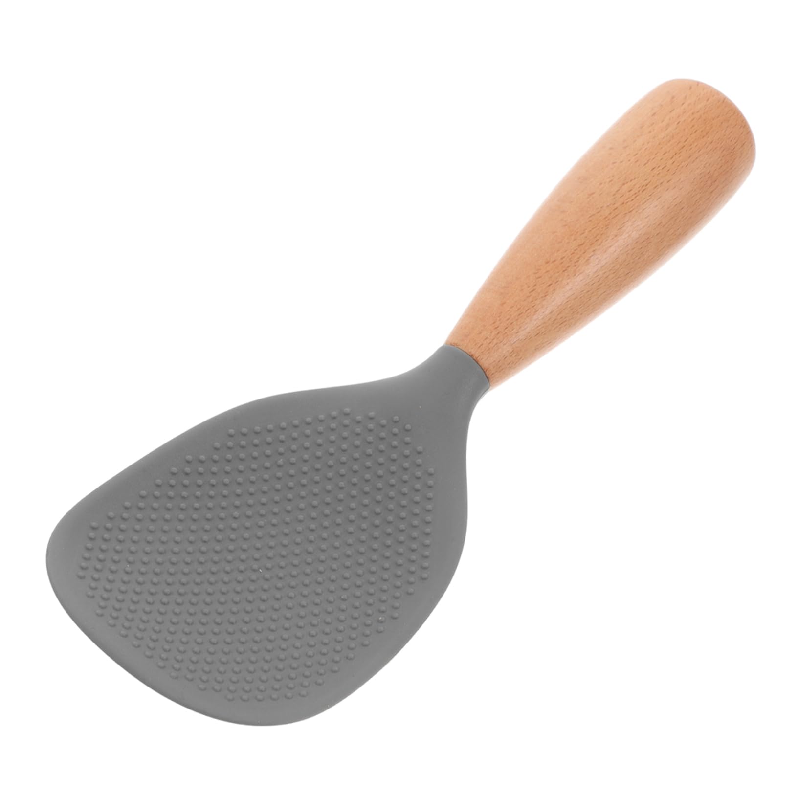 CIYODO Silicone Rice Paddle with Wood Handle Non Stick Heat Resistant Spoon for Rice Cookers Versatile Kitchen Utensil for Serving and Mixing