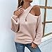 chouyatou Women's Fall Sexy Criss Cross Halter Neck Cold Shoulder Tops Cutout Knit Sweater (Small, Pink)