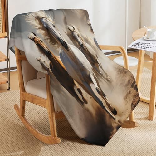 Couverture cheval douce et chaude lavable en machine pour lit enfant