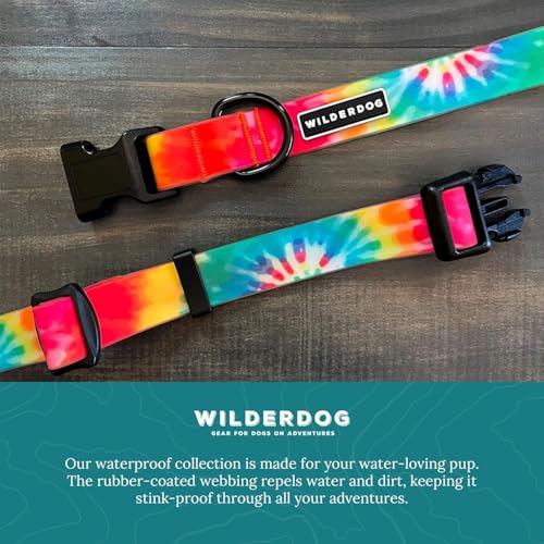 Image of Wilderdog Waterproof Dog Collar - Repels Water & Dirt - Large 17 inch-24 inch - Tie Dye