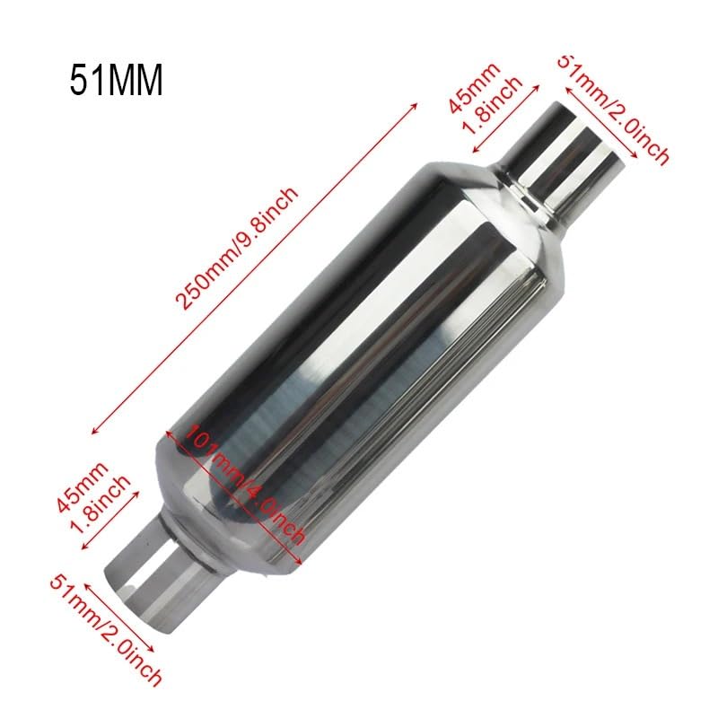 tłumik końcowy Tłumik wydechowy samochodu 51MM 57MM 63MM 76MM rezonatora ze stali nierdzewnej(51MM)