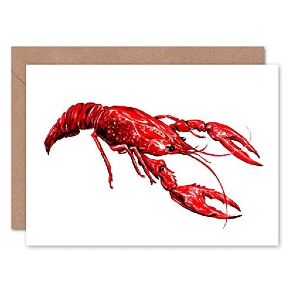 Wee Blue Coo Lobster Illustration Greeting Card With Envelope Inside Premium Quality