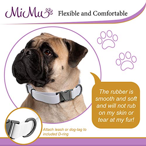 Mimu Large Silicone Dog Collar - White 25.5In Stylish Dog Collar With Clasp Buckle And D-Ring Leash Loop #TOP4