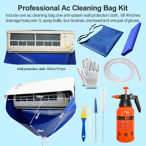 Ac Cleaning Bag with Wall Protection Cloth, 13Pcs Mini Split Cleaning Kit, Ac Cleaning Kit, Air Conditioner Cleaning Kit - Additional View