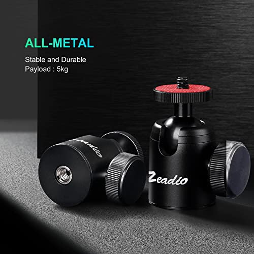 Image of Zeadio Metal Tripod Mini Ball Head, with 1 /4'' 3 /8 inch Screw Ball Head Tripod Mount for Cameras, DSLR, Monopod, Slider, Tripod, Camcorder etc