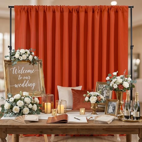 Image of Rust Backdrop Curtains 20ft x 8ft Polyester Photo Backdrop Drapes for Birthday Party Stage Window Supplies Decorations