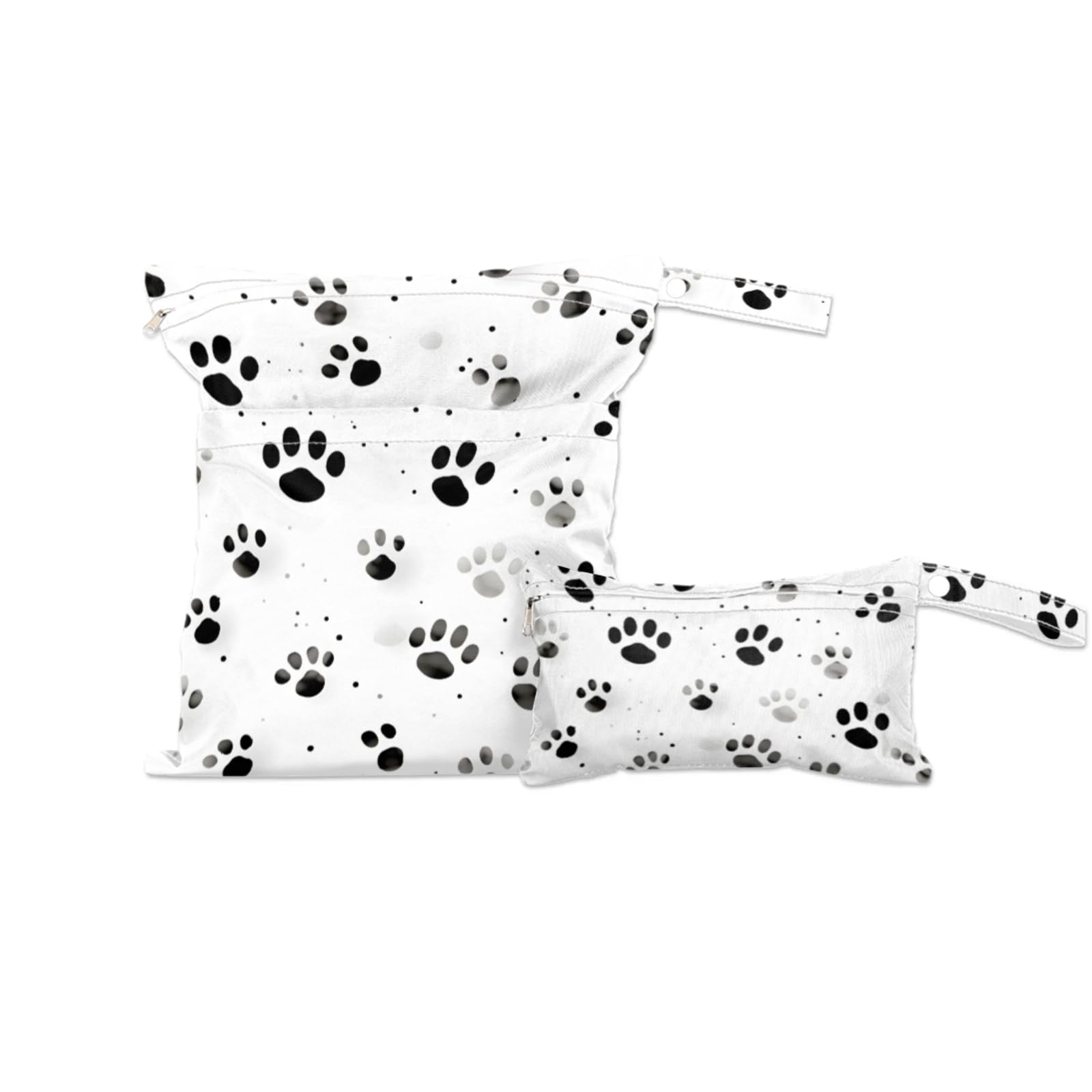 GzLeyigou 2 Set Dog Paw Wet Dry Bags for Baby Cloth Diapers Reusable Storage Bag for Travel,Beach,Pool,Daycare,Stroller,Gym,Laundry,Dirty Clothes,Swimsuits & Wet Clothes, Wet Bag