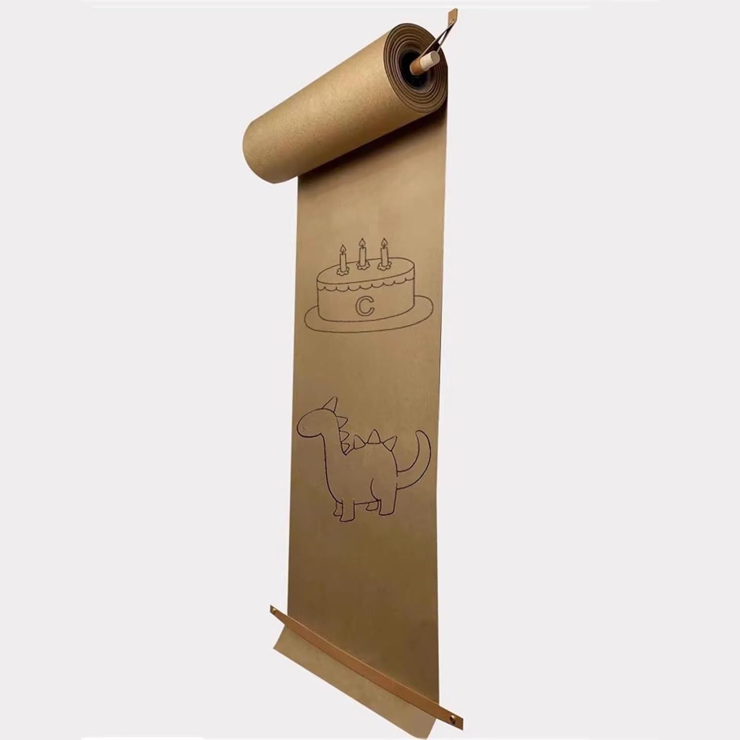 Support de rouleau de papier en bois robuste pour dessin enfant et kraft mural 64cm