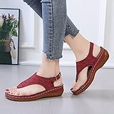 ☀☀☀ CARACTERÍSTICAS --- Las mujeres que caminan, respiran frescas, mantienen los pies secos, desodorantes, las suelas elásticas gruesas brindan amortiguación y soporte sólidos, excelente tracción y buen agarre. Cuida tus pies. Cómoda sandalia casual para caminar, transpirable, masaje, ligera, cierre suave.