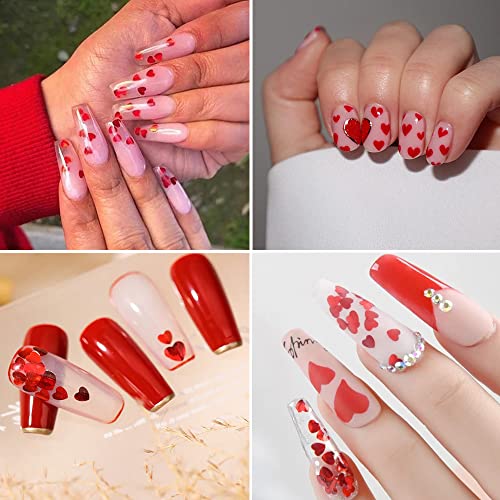 Valentine’s Day Nail Art Glitters Red Heart Nail Holographic Exquisite Nail Sequins Confetti Romantic Red Glitters Nail Supplies Valentines Nail Art Acrylic Design Accessories For Women Girls 12 Grid #TOP3