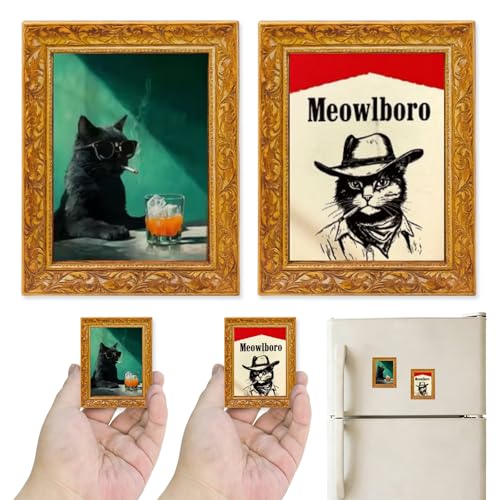 Set de 2 imanes decorativos de gato negro vintage