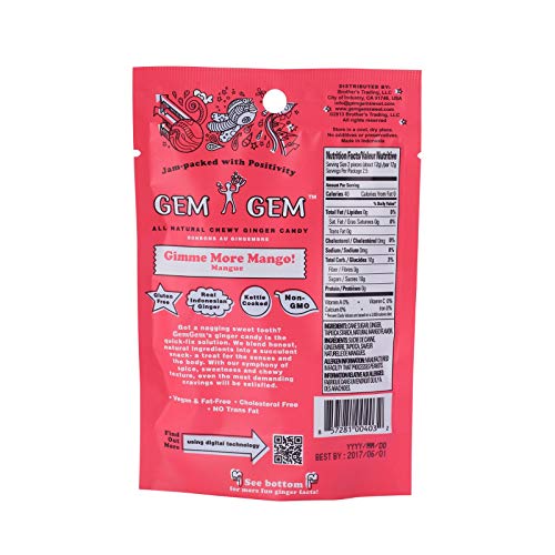 Gem Gem Ginger Candy Chewy Ginger Chews (Mango, 1.25 oz Tasting Samples) - image 2