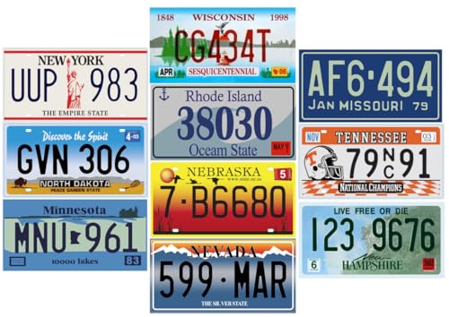 OPO 10 - 10er-Set US-Autokennzeichen aus Metall – Repliken echter amerikanischer Kennzeichen P9