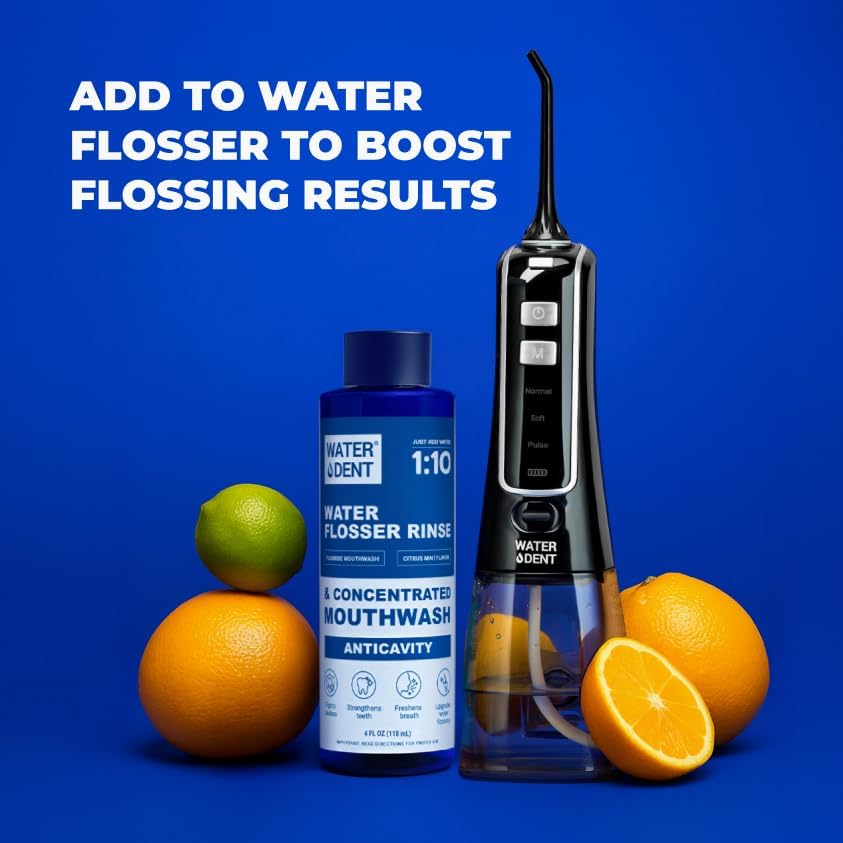 Fluoride Mouthwash & Water Flosser Аdditive | Add to Oral irrigator | Citrus Mint Flavor | Alcohol Free, Made in USA | Concentrated 1:10 = 44 fl.oz, Pack of 2 Bottles - Image 5