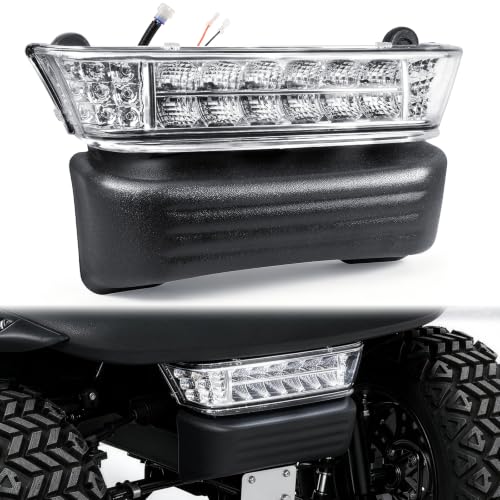 CLUBRALLY Club Car Precedent LED Headlight Assembly with Front Bumper Replacement or Upgrade for 2004-Up Electric Golf Carts OEM #102524801
