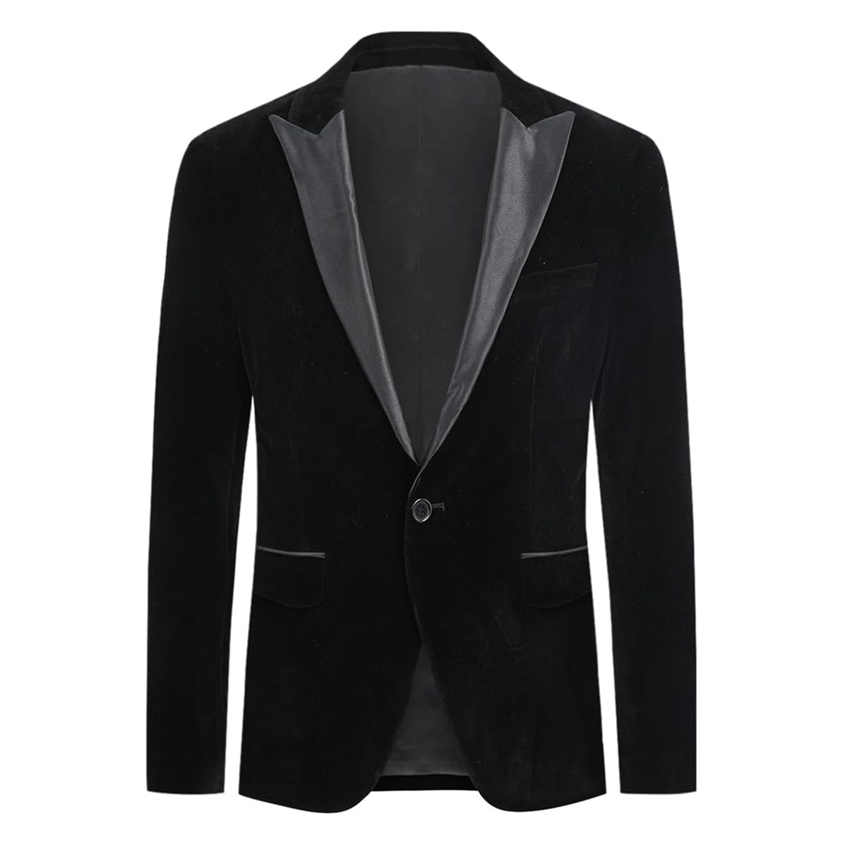 Allthemen Blazer para Hombre Trajes Slim Fit Velvet One Button Suit Chaqueta de Esmoquin