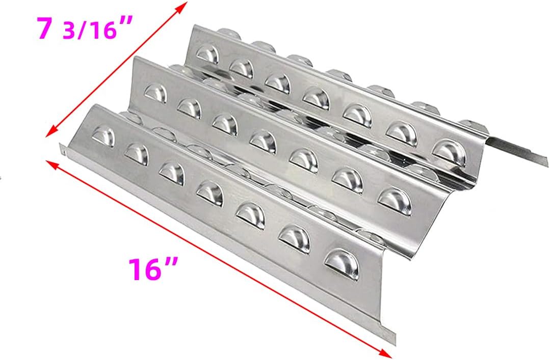 Shengyongh SS90191 Heat platess and 10911 (3-Pack) Replacement Parts for Perfect Flame 3019L, 3019LNG Gas Grill Models Stainless Steel Replacement Grill Parts SS Burner SS Heat Plate Repair Kit