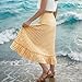 Women's Plaid Maxi Skirts A-Line Ruffle Hem Layer Y2k Flowy Casual Long Skirts Fashion High Waisted Gingham Skirt Yellow