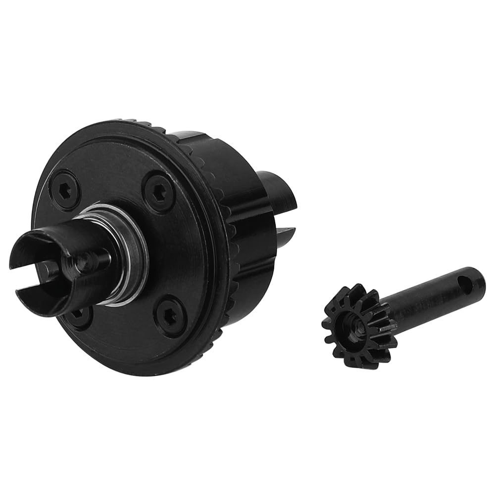 Pothyes 43T/11T Aluminum Alloy Cover Metal Differential Mechanism with Gears for Losi LMT 1/8 RC Monster Truck Upgrades Parts (Black)