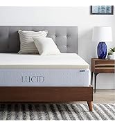 Lucid 2 Inch Traditional Foam Mattress Topper - Ventilated - Hypoallergenic - Queen - Ivory