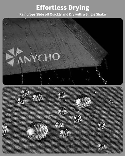 Image of ANYCHO Umbrella for Men - 54 Inch Big Size Umbrella with Waterproof Jacket