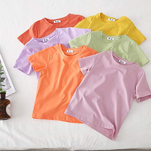 Image of KISBINI Little Girls Boys Short Sleeve T-Shirt Cotton Solid Tees for Toddlers