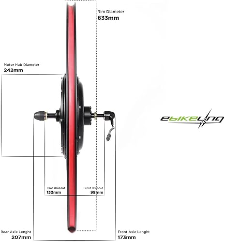 Miniatura 3 de EBIKELING Kit de conversión de bicicleta eléctrica impermeable con batería de accionamiento directo 700C rueda delantera o trasera, kit de