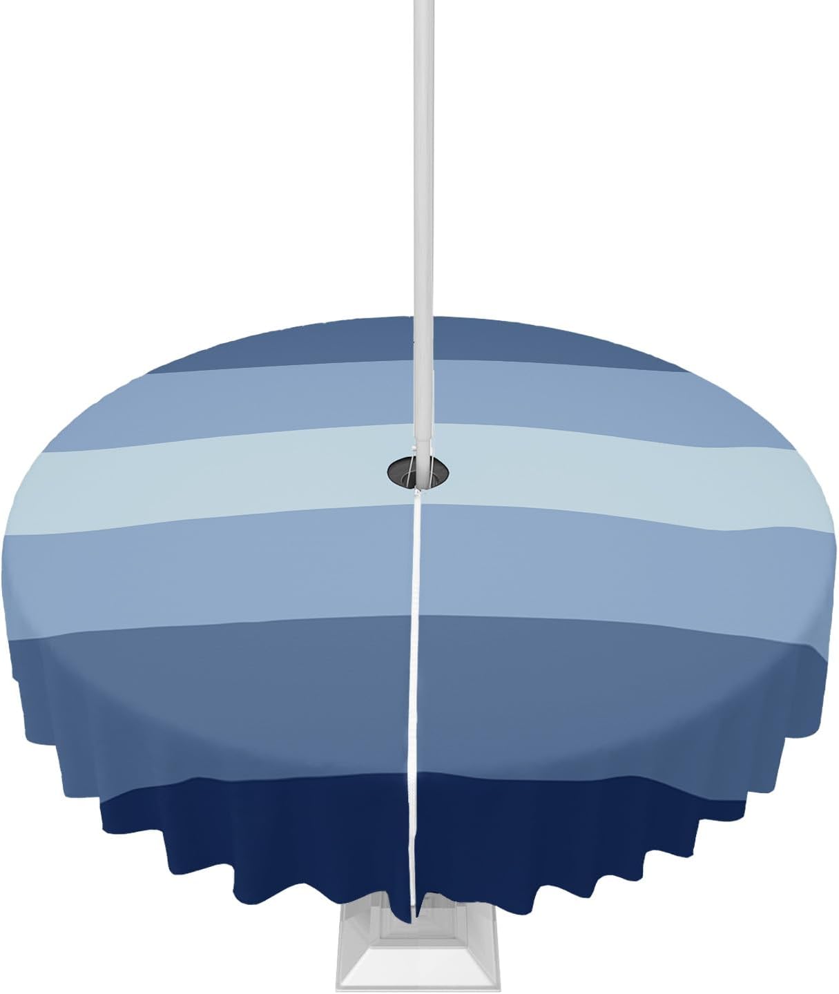 Navy Blue Stripes Outdoor Tablecloths with Umbrella Hole and Zipper, Waterproof/Stain Resistant Rectangle Table Cloth 60x84 Patio Table Cover for Picnic/Party Gradient Modern Minimalist Geometric