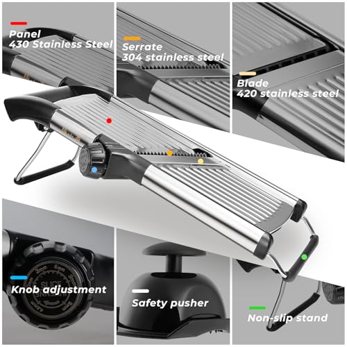 Adjustable Mandoline Slicer 5-in-1 Stainless Steel Vegetable Cutter with Ultra Sharp Blades, Julienne Slicer & Shredder for Potato, Onion by ZHANG XIAO QUAN SINCE 1628 - Image 4