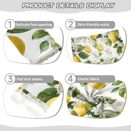 Girls' Athletic Leggings Ankle Length Yoga Dance Pants Kids Teen 4T Lemon Flower3