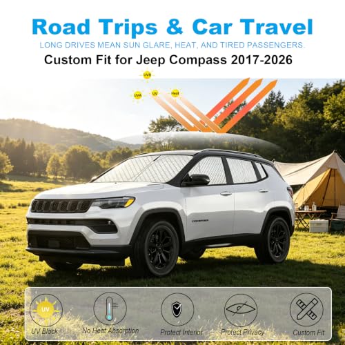 Image of KMF Windshield Sun Shade with Side Rear for Jeep Compass 2017-2026
