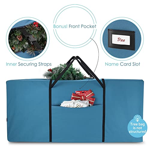 Image of Hearth & Harbor Christmas Tree Storage Bag - Artificial Christmas Tree Bag with Reinforced Handles, Dual Zipper, Wide Opening - Storage Container for Trees and Decorations, 7.5 + 9 FT - 600D Oxford
