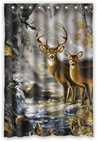 Custom Waterproof Fabric Bathroom Deer in the Forest Shower Curtain 66" x 72"