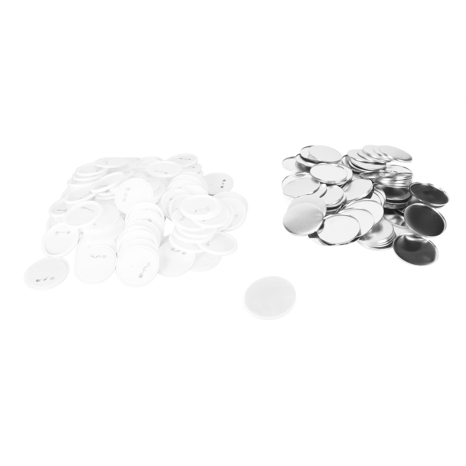 Zestaw Pustych Części do Plakietek, 100 Zestawów Nierdzewna Blaszana Szpilka Części Tylnych Guzików, Okrągłe Guzików z plastikową podstawą, do Maszyn Robienia DIY Zbiórki Pieniędzy Festiwale