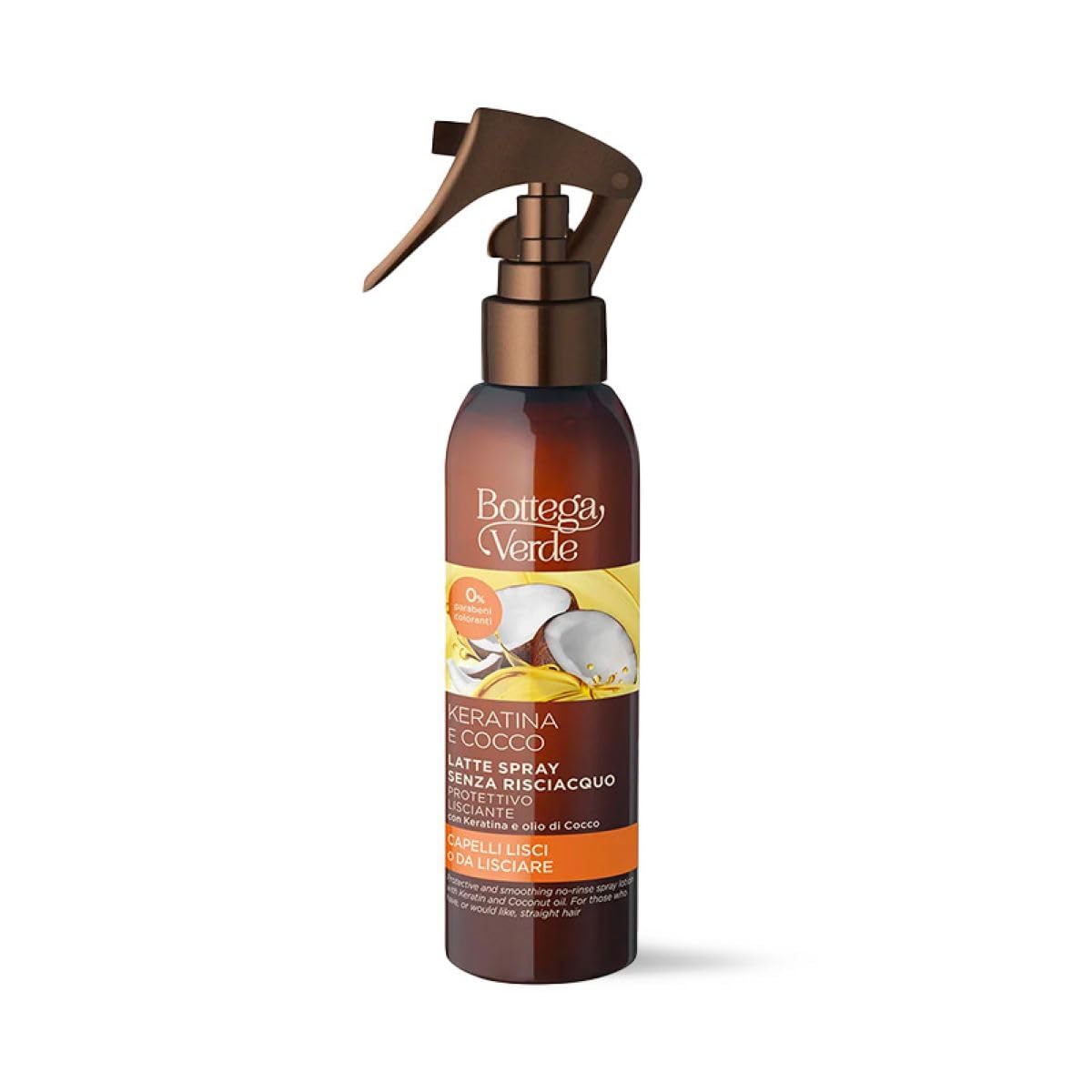 Bottega Verde - Keratina e Cocco - Latte spray protettivo lisciante senza risciacquo (150 ml) - capelli lisci o da lisciare
