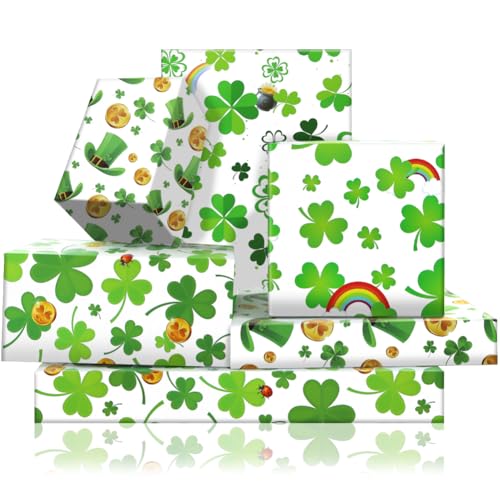 Papier cadeau grand format plié à plat pour emballages de la Saint-Patrick sans déchirure