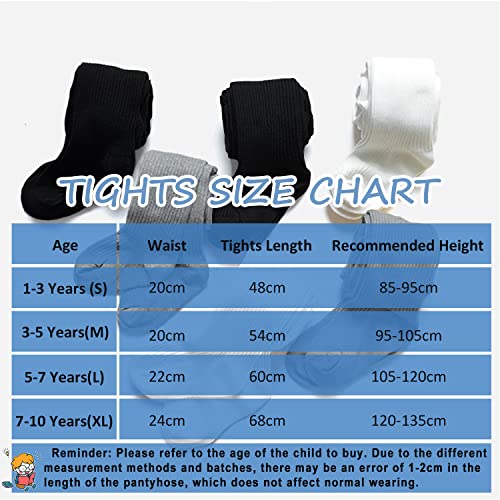 Girls' Tights Cable Knit pantyhose Soft Cotton Stocking Stylish Leggings for Girls Aged 1-10,3/6 Pack3
