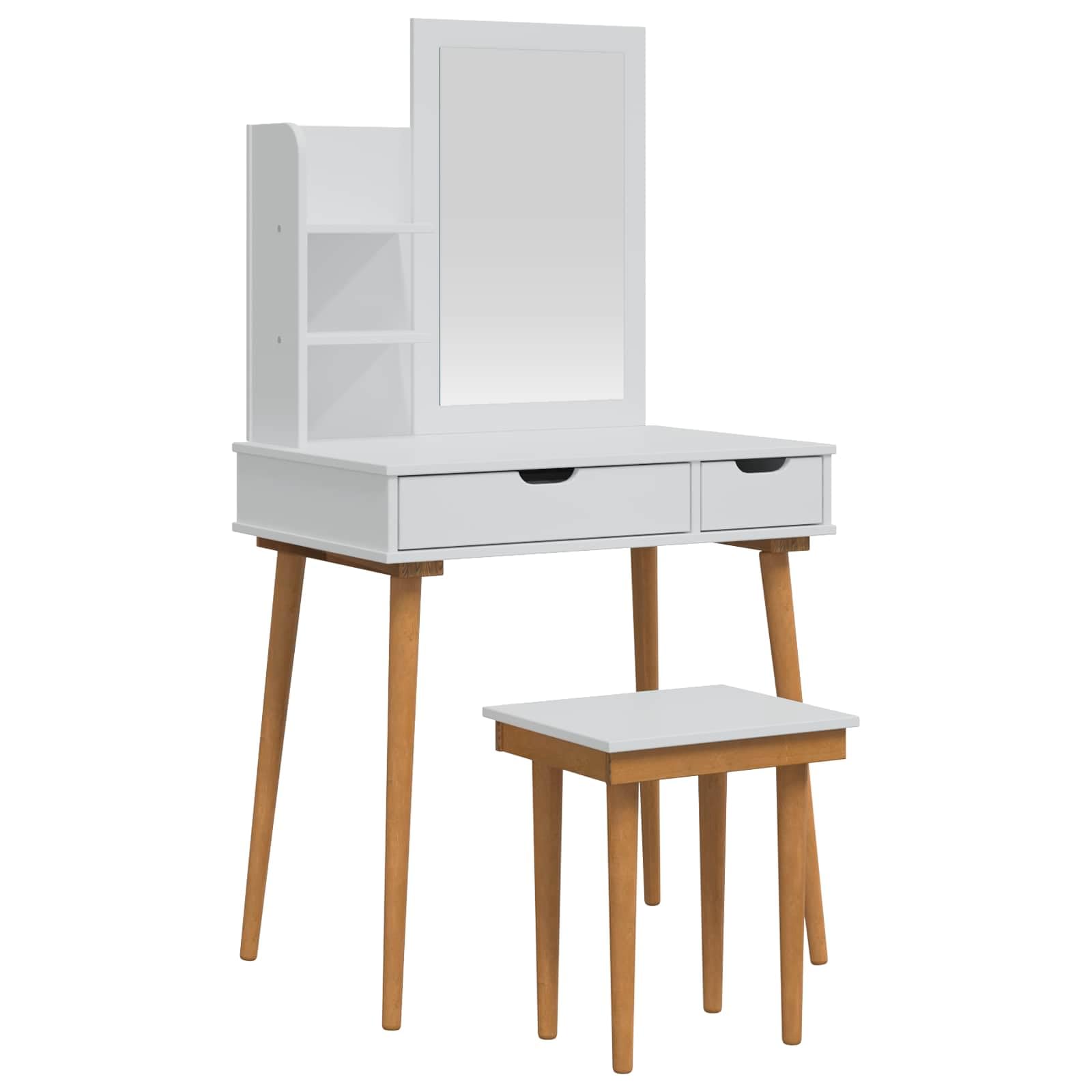 Mesa de tocador de diseño contemporáneo y líneas depuradas en color blanco puro
