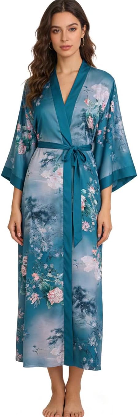 women's kimono robe, pajamas, home clothes - pocket robe