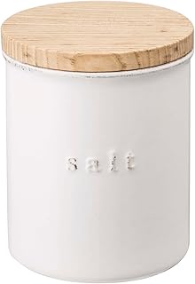 YAMAZAKI Home Tosca Ceramic Canister - Dry Food Kitchen Storage Container Organizer - Salt - 15.25 Oz., 450 Ml