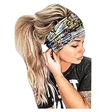 Women Headband Bandana Elastic Print Band Wrap Headband Hair Head Headband Hairband with Clips