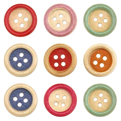YINETTECH 150PCS Round Wooden Buttons for Crafts Cover