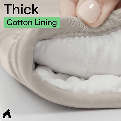 Miniatura 6 de GORILLA GRIP Juego de 4 manoplas de horno de silicona suave sin BPA y soportes para ollas, resistentes al calor, forro de algodón grueso, agarre