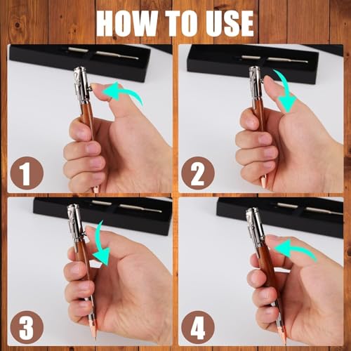 Image of 5 PCS Retractable Gel Pens Set, Quick Dry Black Ink 0.5mm Fine Point Smooth Writing Rollerball Ink with Soft Touch Grip for School Office & Home Use (Bullet Pen Wooden Brown)