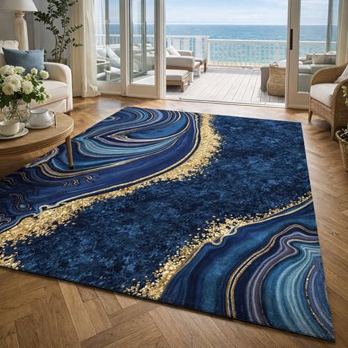 Tapis abstrait moderne bleu jaune haute qualité pour salle de conférence 200x250