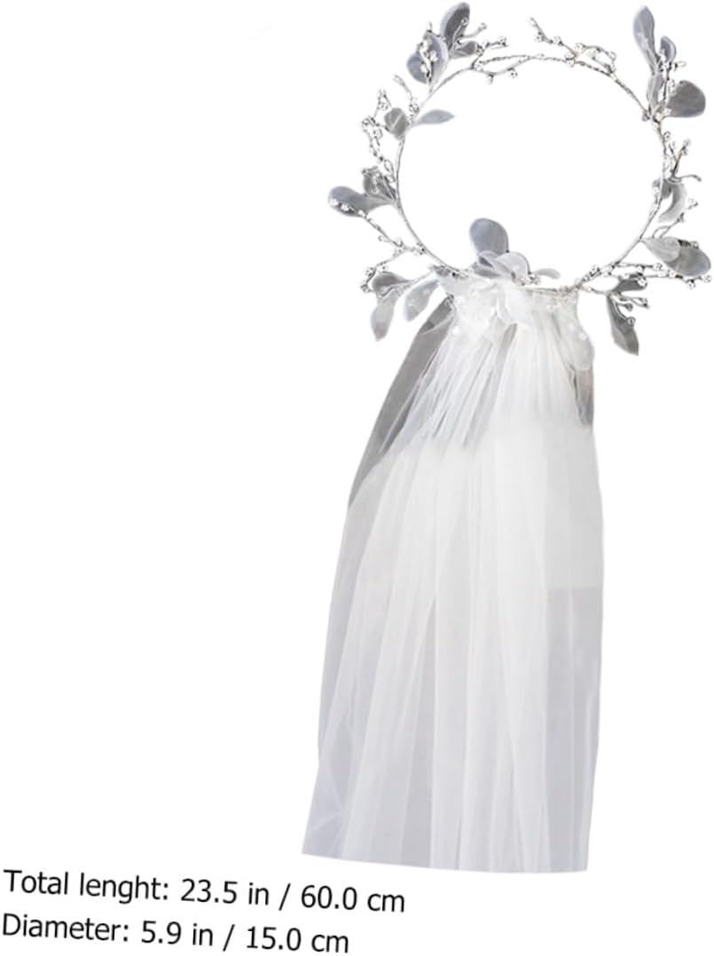 BESPORTBLE 1Pc Bride Floral Wreath Veil Delicate White Wedding Accessory for Creative Bridal Look Romantic for Bride